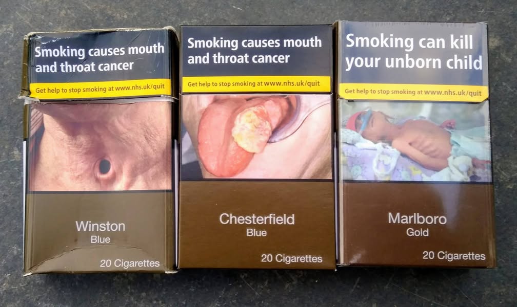 ככה נראות עכשיו בבריטניה חפיסות של מרלבורו גולד, צ׳סטרפילד בלו…